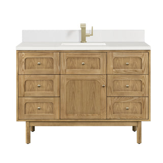 48 Inch Laurent Dual Mount Vanity in Light Natural Oak / White Zeus Top