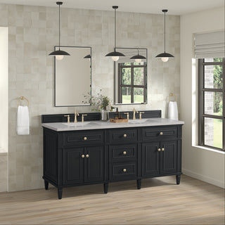 72 Inch Lorelai Freestanding Vanity in Black Onyx / Eternal Jasmine Pearl Top