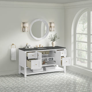 60 Inch Breckenridge Freestanding Vanity in Bright White / Parisien Bleu Top
