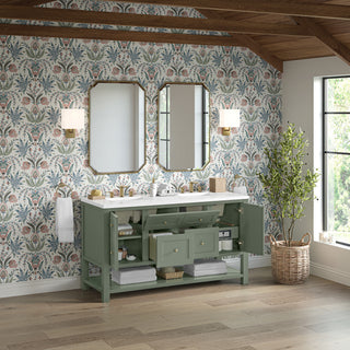 60 Inch Breckenridge Freestanding Vanity in Smokey Celadon / White Zeus Top