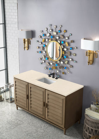 60 Inch Portland Freestanding Vanity in Whitewashed Walnut / Eternal Marfil Top