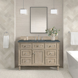 48 Inch Lorelai Freestanding Vanity in Whitewashed Oak / Parisien Bleu Top