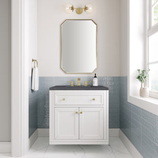 30 Inch Chicago Freestanding Vanity in Glossy White / Charcoal Soapstone Top