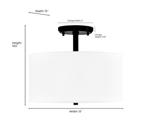 Guyten 13" Wide 2-Light Semi Flush - Modern Gold