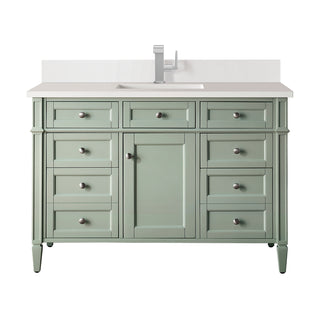 48 Inch Brittany Freestanding Vanity in Sage Green / White Zeus Top