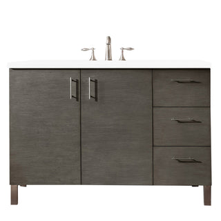 48 Inch Metropolitan Dual Mount Vanity in Silver Oak / White Zeus Top
