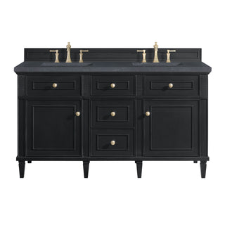 60 Inch Lorelai Freestanding Vanity in Black Onyx / Charcoal Soapstone Top