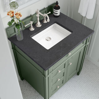 30 Inch Brittany Freestanding Vanity in Smokey Celadon / Charcoal Soapstone Top