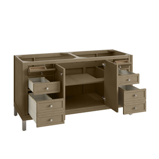 60 Inch Chicago Freestanding Vanity in Walnut Whisper / White Zeus Top