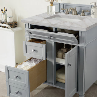 30 Inch Brittany Freestanding Vanity in Urban Gray / Victorian Silver Top