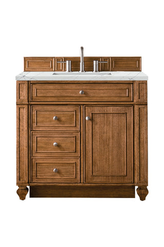 36 Inch Bristol Freestanding Vanity in Saddle Brown / Ethereal Noctis Top