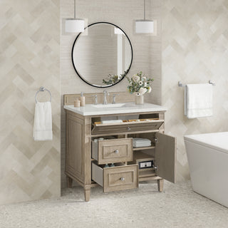 36 Inch Lorelai Freestanding Vanity in Whitewashed Oak / Lime Delight Top