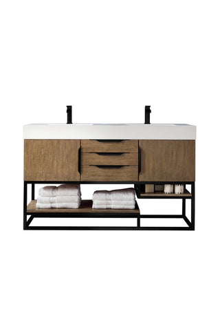 58.875 Inch Columbia Freestanding Vanity in Latte Oak / Glossy White Top
