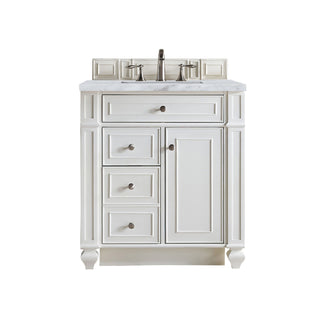 30 Inch Bristol Freestanding Vanity in Bright White / Carrara White Top