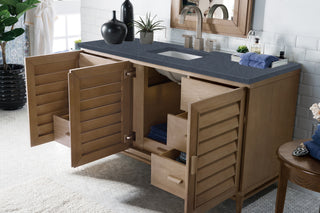 60 Inch Portland Freestanding Vanity in Whitewashed Walnut / Charcoal Soapstone Top