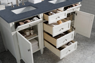 60 Inch Brittany Freestanding Vanity in Bright White / Charcoal Soapstone Top