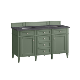 60 Inch Brittany Freestanding Vanity in Smokey Celadon / Charcoal Soapstone Top