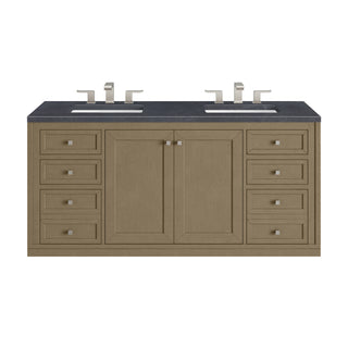 60 Inch Chicago Freestanding Vanity in Walnut Whisper / Charcoal Soapstone Top