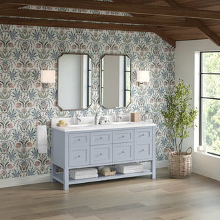60 Inch Breckenridge Freestanding Vanity in Serenity Blue / White Zeus Top