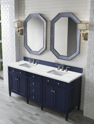 72 Inch Brittany Freestanding Vanity in Victory Blue / Ethereal Noctis Top