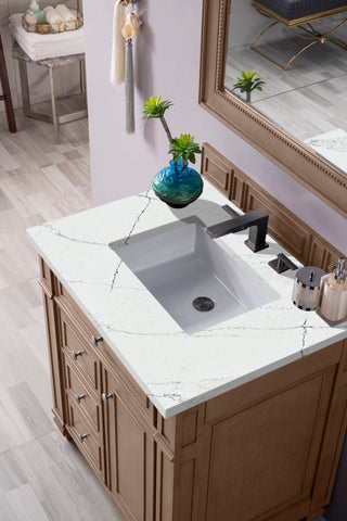 30 Inch Bristol Freestanding Vanity in Whitewashed Walnut / Ethereal Noctis Top