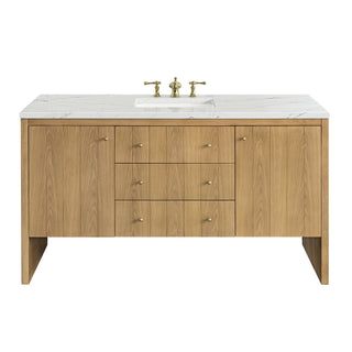 60 Inch Hudson Freestanding Vanity in Light Natural Oak / Ethereal Noctis Top