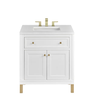 30 Inch Chicago Freestanding Vanity in Glossy White / White Zeus Top