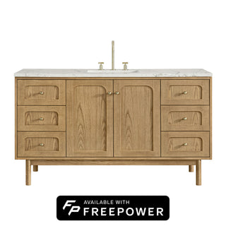 60 Inch Laurent Dual Mount Vanity in Light Natural Oak / Victorian Silver Top