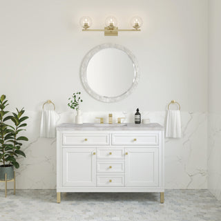 48 Inch Chicago Freestanding Vanity in Glossy White / Victorian Silver Top