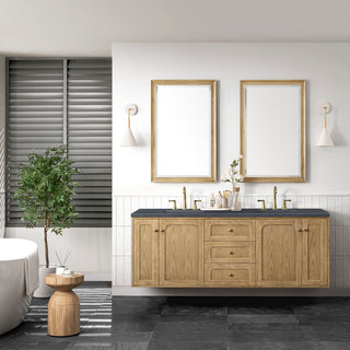72 Inch Laurent Dual Mount Vanity in Light Natural Oak / Charcoal Soapstone Top