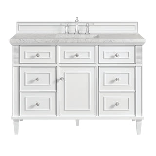 48 Inch Lorelai Freestanding Vanity in Bright White / Eternal Jasmine Pearl Top