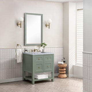 30 Inch Breckenridge Freestanding Vanity in Smokey Celadon / Carrara White Top