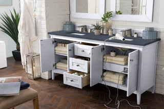 72 Inch Palisades Freestanding Vanity in Bright White / Charcoal Soapstone Top