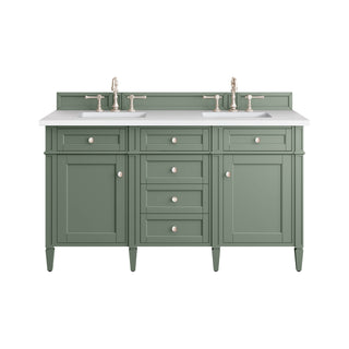 60 Inch Brittany Freestanding Vanity in Smokey Celadon / White Zeus Top
