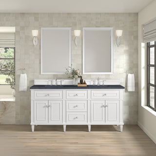 72 Inch Lorelai Freestanding Vanity in Bright White / Charcoal Soapstone Top