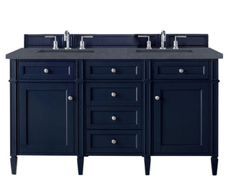 60 Inch Brittany Freestanding Vanity in Victory Blue / Charcoal Soapstone Top
