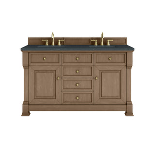 60 Inch Brookfield Freestanding Vanity in Pecan / Charcoal Soapstone Top