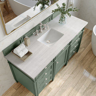 60 Inch Brittany Freestanding Vanity in Smokey Celadon / Arctic Fall Top