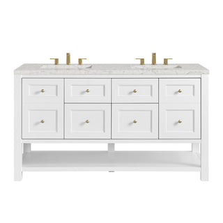 60 Inch Breckenridge Freestanding Vanity in Bright White / Eternal Jasmine Pearl Top