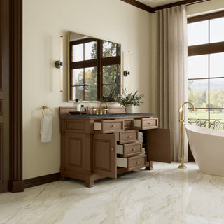 60 Inch Brookfield Freestanding Vanity in Pecan / Parisien Bleu Top
