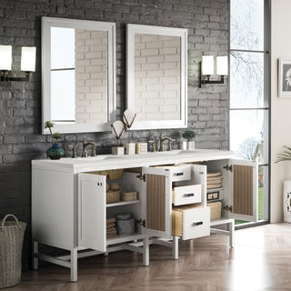 72 Inch Addison Freestanding Vanity in Glossy White / Lime Delight Top
