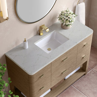 48 Inch Lucian Freestanding Vanity in Pebble Oak / Victorian Silver Top