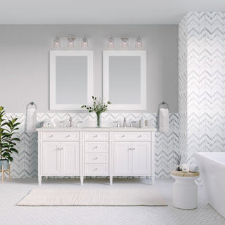 60 Inch Brittany Freestanding Vanity in Bright White / Lime Delight Top