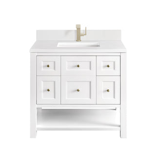36 Inch Breckenridge Freestanding Vanity in Bright White / White Zeus Top