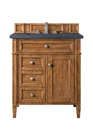 30 Inch Brittany Freestanding Vanity in Saddle Brown / Charcoal Soapstone Top