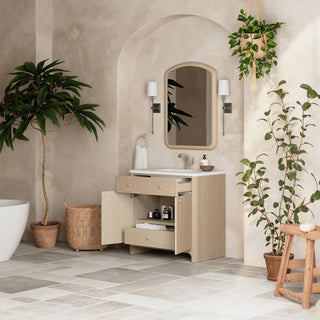 36 Inch Gracyn Freestanding Vanity in Coastal Driftwood / White Zeus Top