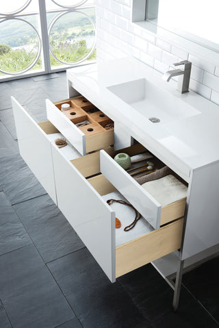 47.25 Inch Mantova Floating Vanity in Glossy White / Glossy White Top