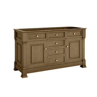 60 Inch Brookfield Freestanding Vanity in Honey Oak / Victorian Silver Top