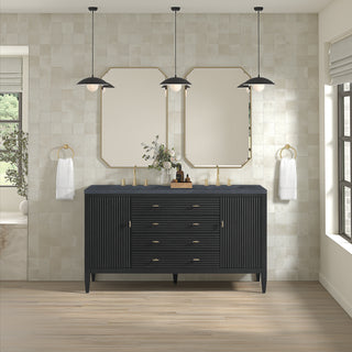 60 Inch Myrrin Freestanding Vanity in Carbon Oak / Charcoal Soapstone Top