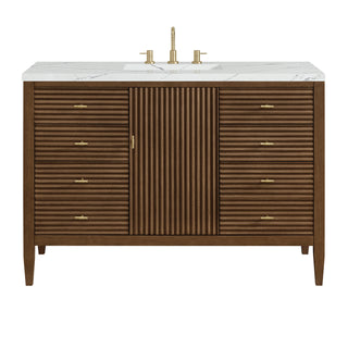 48 Inch Myrrin Freestanding Vanity in Mid-Century Walnut / Ethereal Noctis Top